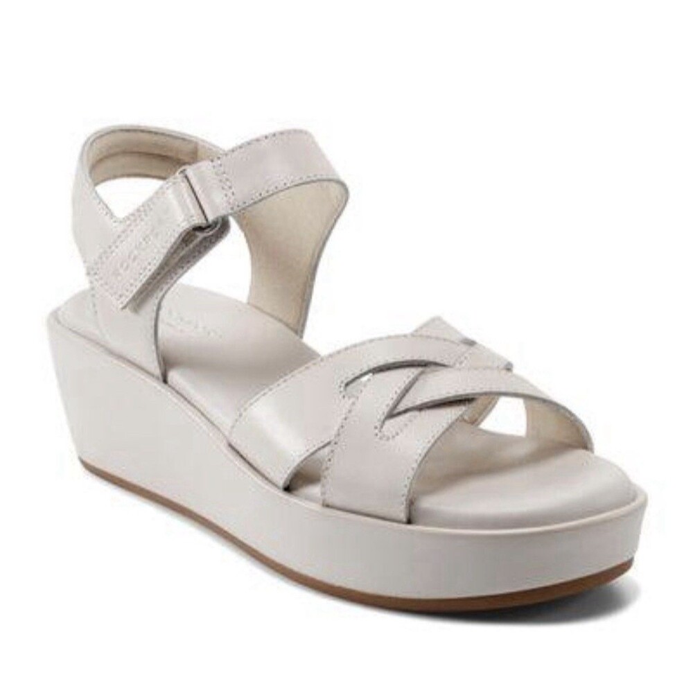 Rockport Amira Ivory Leather Wedge Sandals Women’s Size 10 M NEW IN BOX